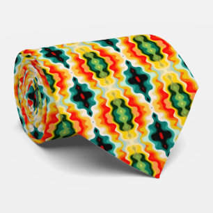 Gravata Padrão Vermelho Azul Amarelo-Amarelo-Vermelho Ret