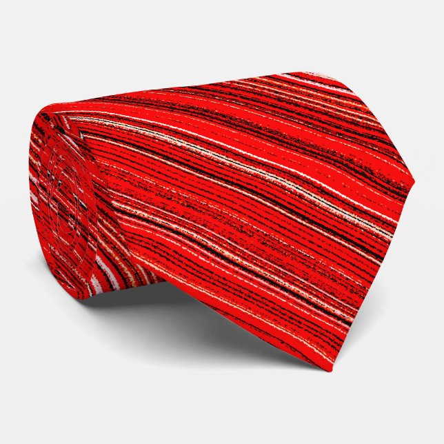Gravata Padrão vermelho, branco e preto (Rolled)