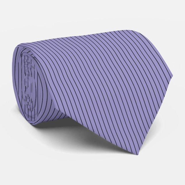 Gravata Padrão Vertical de Stripes Pretas Púrpuras Simples (Rolled)