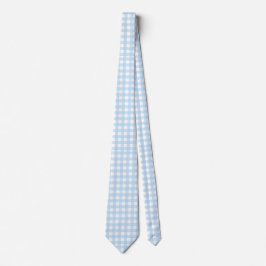 Gravata Padrão Xadrez Azul Claro e Branco