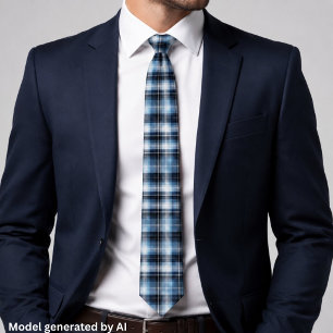 Gravata Padrão Xadrez Azul Clássico – Design Tartã Moderno