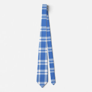 Gravata Padrão Xadrez Azul Gingham Retro Fofo