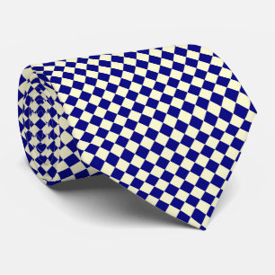 Gravata Padrão Xadrez Diamante Amarelo Azul