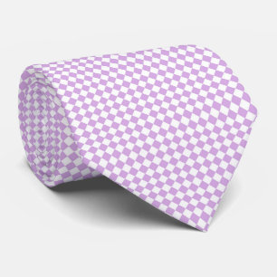 Gravata Padrão Xadrez Diamante Branco Roxo