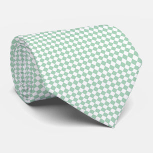 Gravata Padrão Xadrez Diamante Verde Branco