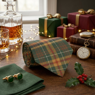 Gravata Padrão Xadrez Escocês em Verde Floresta Clássico