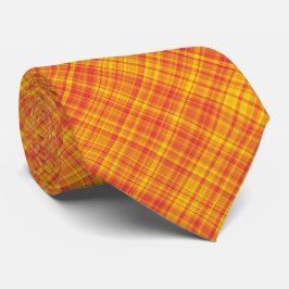 Gravata Padrão Xadrez Laranja Amarelo