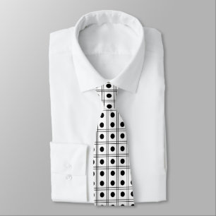 Gravata Padrão Xadrez Preto e Branco com Bolinhas 