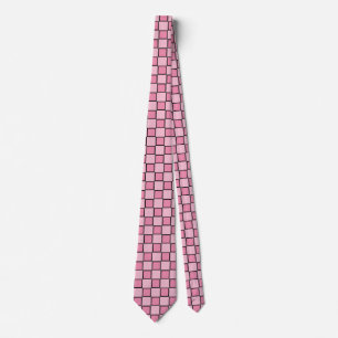 Gravata Padrão Xadrez Rosa