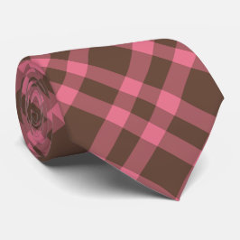 Gravata Padrão Xadrez Rosa Marrom