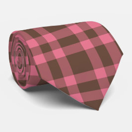 Gravata Padrão Xadrez Rosa Marrom