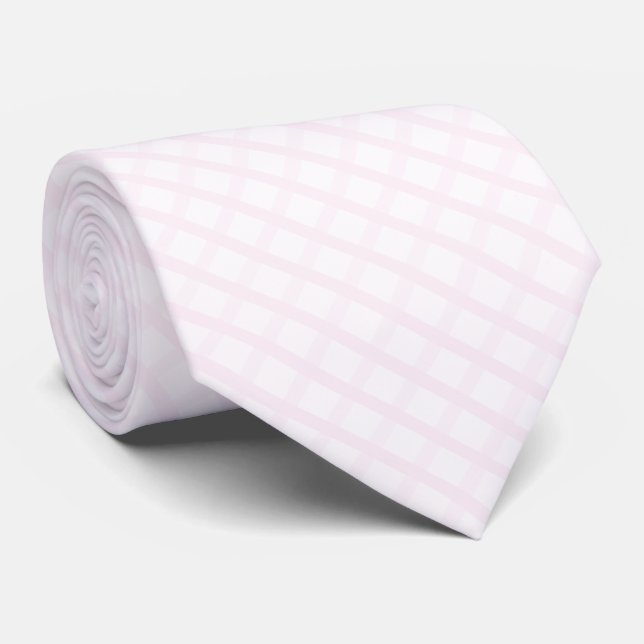 Gravata Padrão Xadrez Rosa Pastel e Rosa Quartzo Rosa (Rolled)