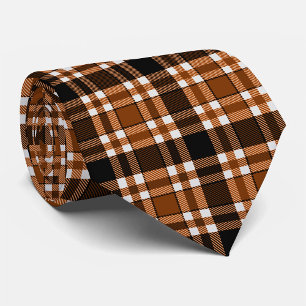 Gravata Padrão Xadrez Tartan de Flanela Marrom Preto e Bra