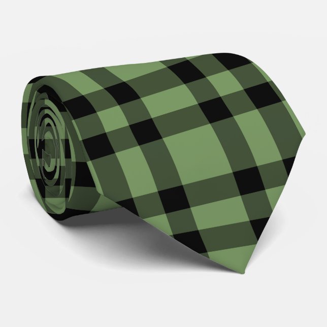 Gravata Padrão Xadrez Verde Preto (Rolled)