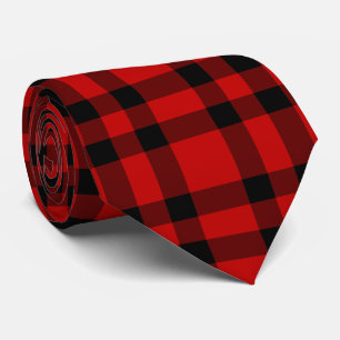 Gravata Padrão Xadrez Vermelho e Preto
