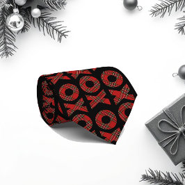 Gravata Padrão XOXO de Tartan Vermelho no Preto