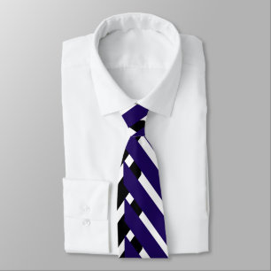 Gravata Padrão Ziguezague Chevron Branco Azul