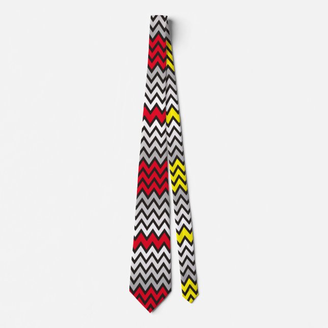 Gravata padrão ZIGZAG - preto branco cinza + sua ideia (Frente)