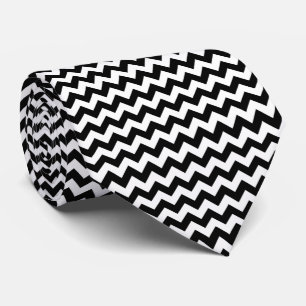 Gravata Padrão Zigzag preto e branco, padrão Chevron