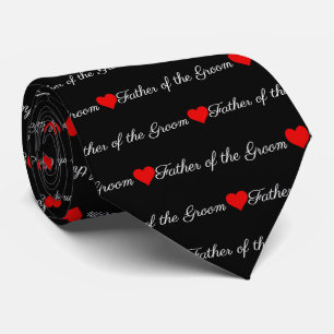 Gravata Padre do Groom Black Red Heart Tie