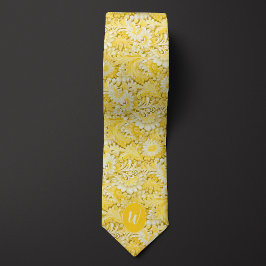 Gravata Padrinho Creme Amarelo Monograma