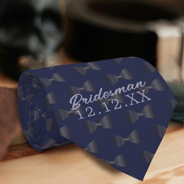 Gravata Padrinho de casamento de Bridesman Personalizado T (A tie for your Bridesman or any member of your bridal party. Just add their name and wedding date)