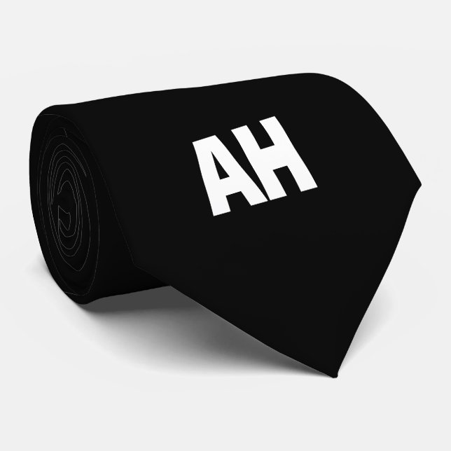 Gravata Padrinhos de casamento de Iniciais Pretos Monogram (Rolled)