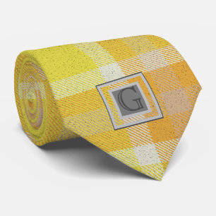 Gravata Padrinhos de casamento De Monogramas Tartan Amarel