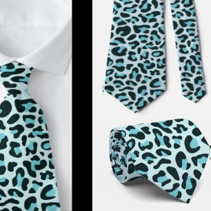 Gravata Padrinhos de casamento Impressos de Leopardo Azul 