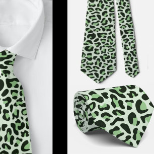 Gravata Padrinhos de casamento Impressos de Leopardo Verde