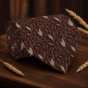 Gravata Padrinhos Elegantes de Grama de Pampas Marrom Trig