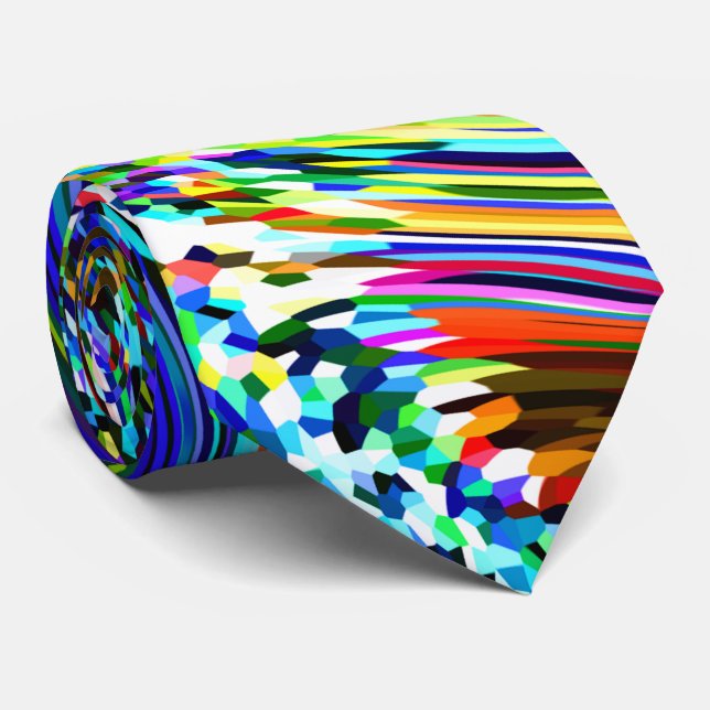 Gravata Padrões Abstratos Azul Turquesa Multicolorido Colo (Rolled)