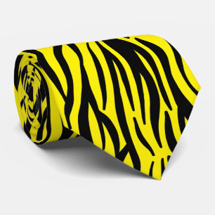 Gravata Padrões coloridos de Zebra Negra Neon Yellow