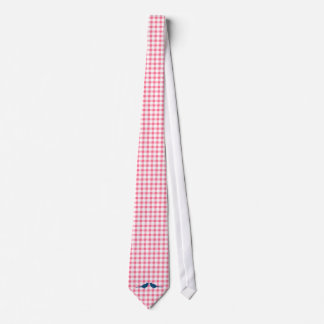 Gravata Padrões cor-de-rosa Gingham Pássaros Azuis Amar Gr