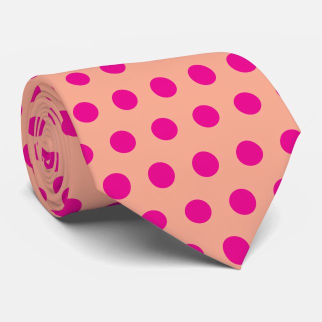 Gravata Padrões de Bolinhas Cor de Laranja Rosa Presente F (Rolled)