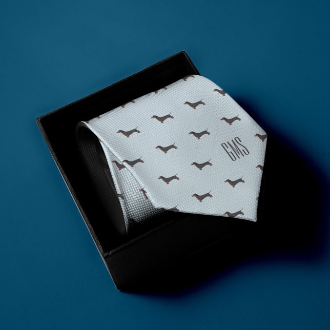 Gravata Padrões de Cães de Dachshances Monogramados (Criador carregado)