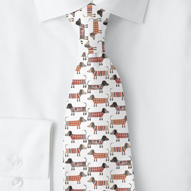 Gravata Padrões de Dachshund para Enchimento de Cães (Dachshund Wiener Sausage Dog tie for dog lovers.)