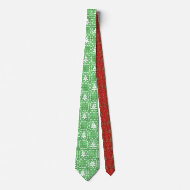 Gravata Padrões de suéter feio da árvore de Natal Cozy (Frente)