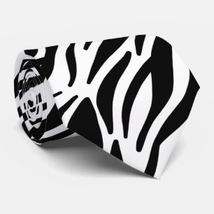 Gravata Padrões Elegantes de Zebra Branca Legal