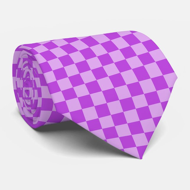Gravata Padrões Geométricos em Roxo e Roxo Claro (Rolled)