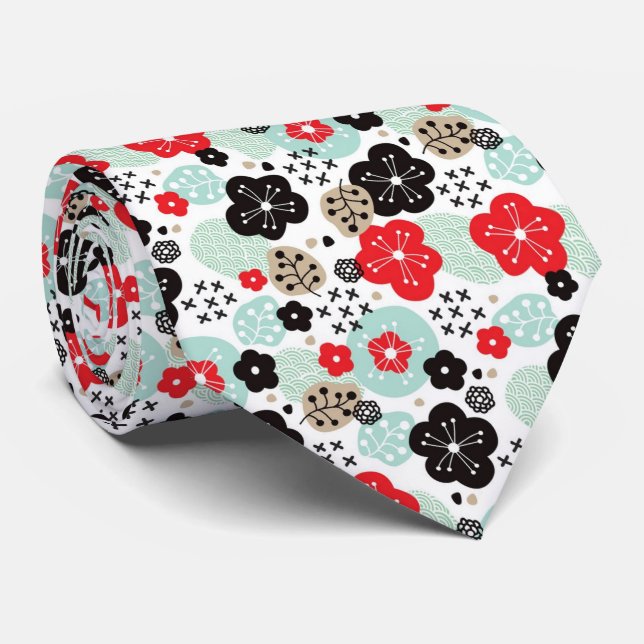 Gravata Padrões japoneses de design fofo (Rolled)