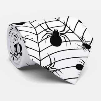 Gravata Padrões negros de aranhas brancas teias