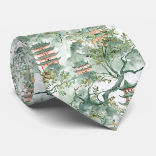 Gravata Pagode de Marfim Sabugueiro Botânico Chinoiserie