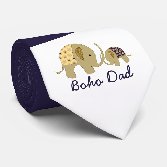 Gravata Pai Boho, Elefante Dourado (Rolled)