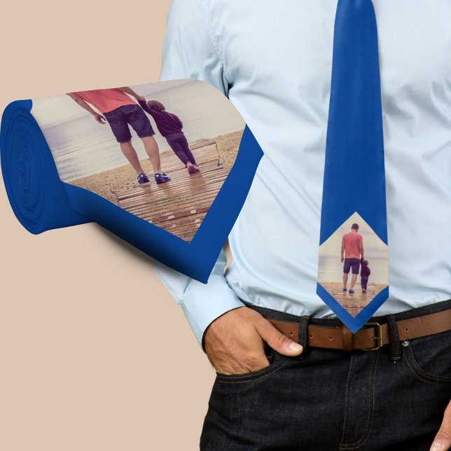 Gravata Pai de Fotografia Personalizada Azul (Criador carregado)