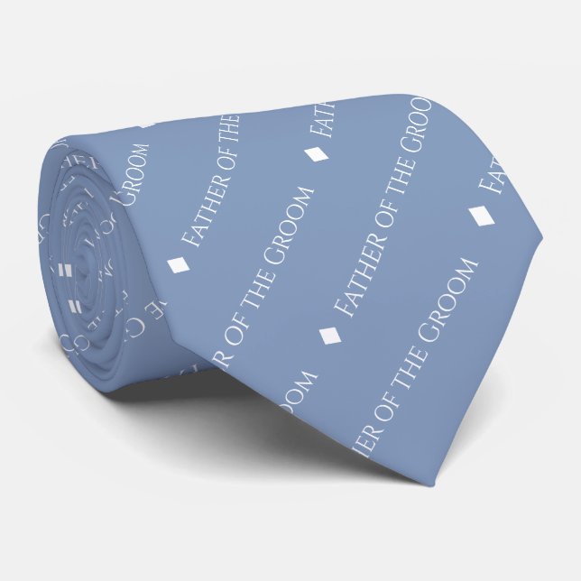 Gravata Pai do Groom Tyler White Text em Azul Claro (Rolled)