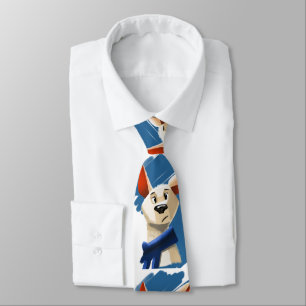 Gravata painted portrait of a dog on blue background