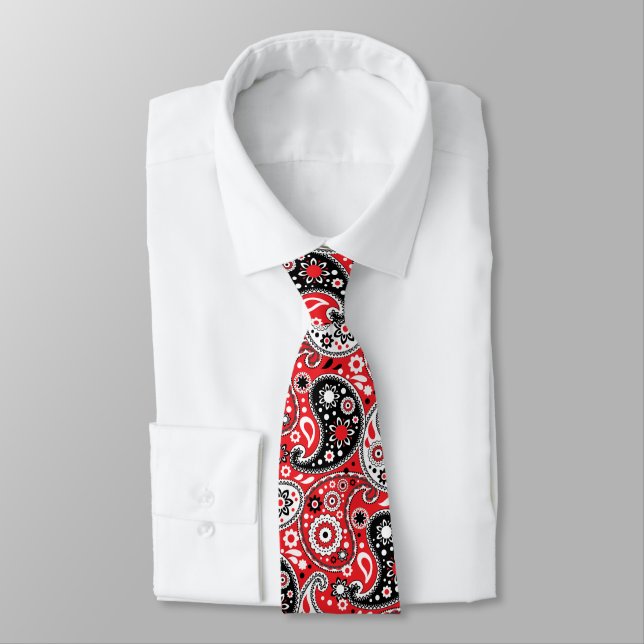 Gravata País Elegante de Red Bandana Paisley Oeste (Amarrado)
