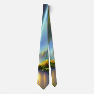 Gravata Paisagem Cêntrica em Cascata Arte AI