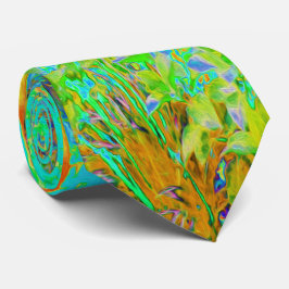 Gravata Paisagem Dourada do outono psicodélico e do jardim